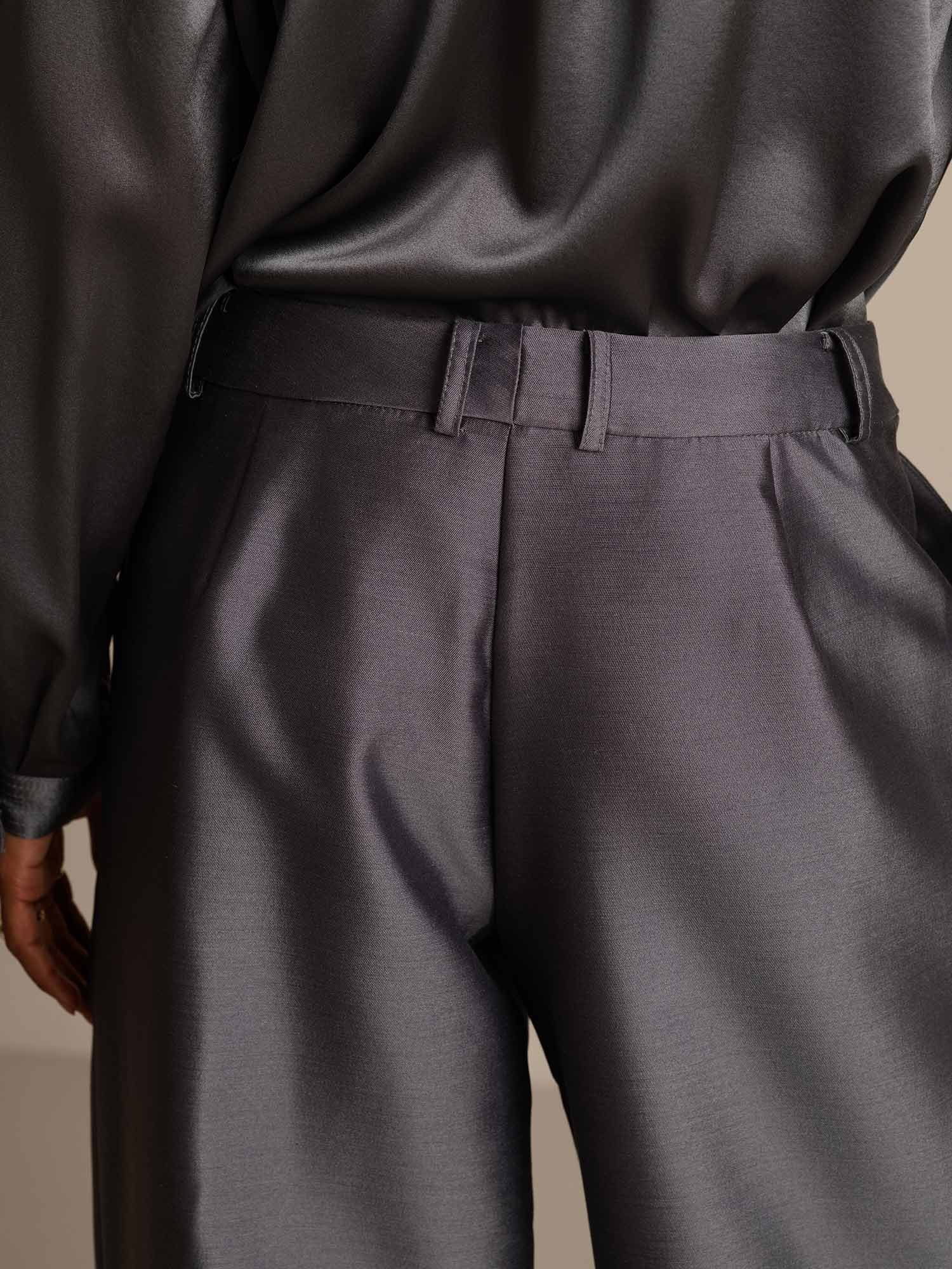 [رمادي] SilkSilky-SA 32Momme الحرير Womens Pants 005,