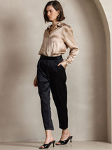 [شامبانيا] SilkSilky-SA Long Sleeve Lapel Collar بلايز نسائية 008