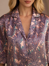 [نخلة وردية] SilkSilky-SA Half Sleeve Lapel Collar طقم بيجامة نسائي 005