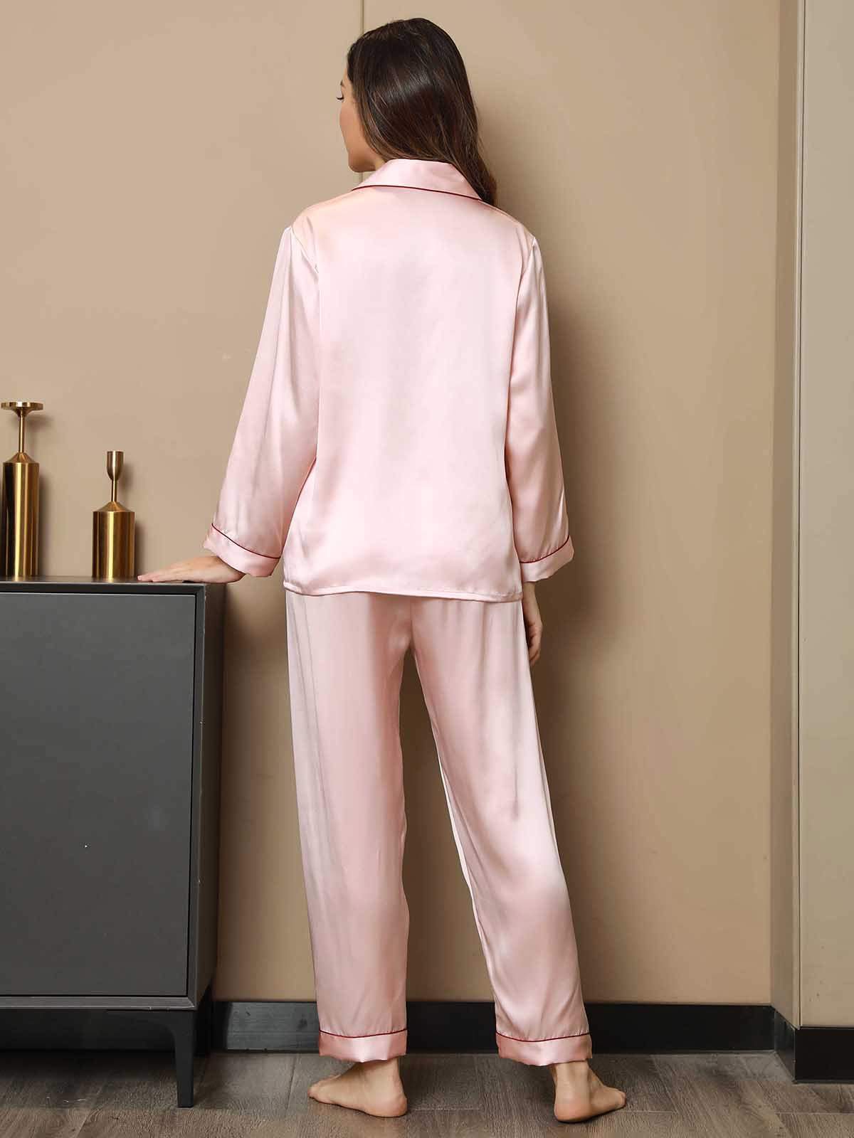 [لون القرنفل] SilkSilky-SA الحرير الخالص Womens Pajamas 002