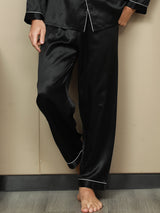 [أسود] SilkSilky-SA الحرير الخالص Mens Sleep Bottoms 001,
