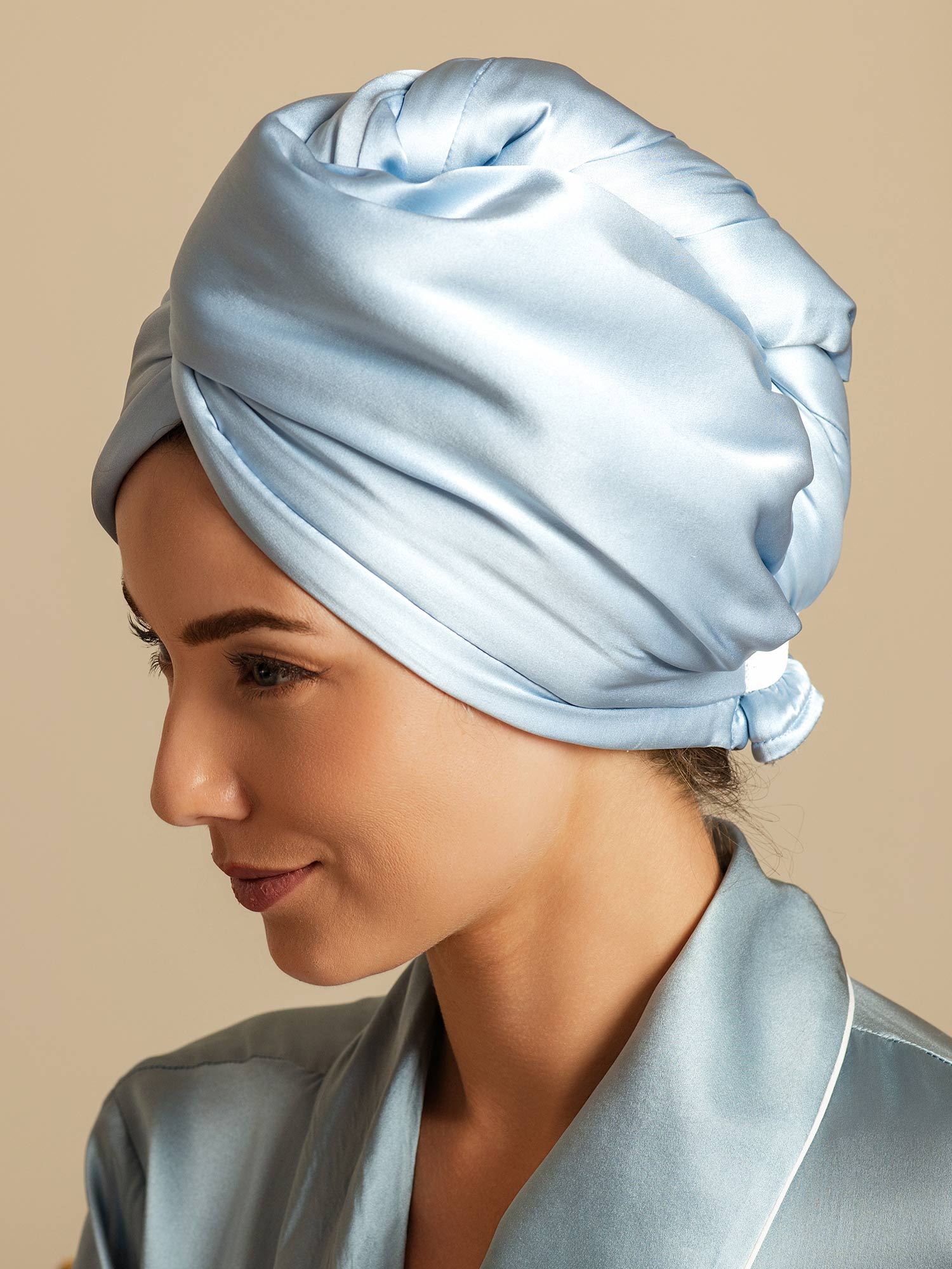 [السماء الزرقاء] SilkSilky-SA الحرير الخالص Wrap عمامة شعر 004,