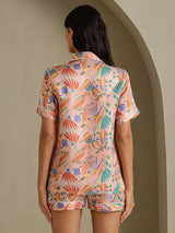 [حيوانات وردية] SilkSilky-SA Short Sleeve Notch Collar طقم بيجامة نسائي 002