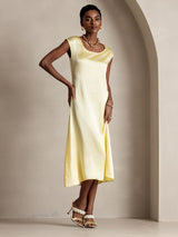 [أصفر فاتح] SilkSilky-SA Cap Sleeve فساتين نسائية 003