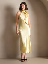 [أصفر فاتح] SilkSilky-SA Sleeveless Tie Neck فساتين نسائية 001