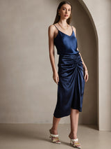 [أزرق غامق] SilkSilky-SA Spaghetti Strap V Neck كامي 004