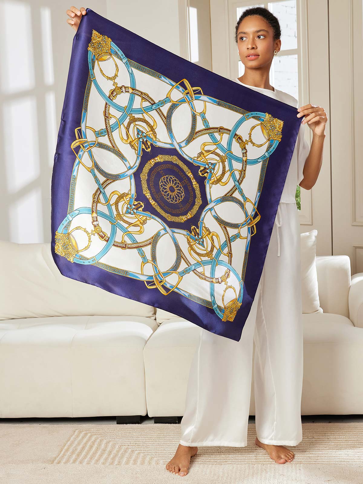 SilkSilky SA الحرير الخالص Scarf أزرق 003