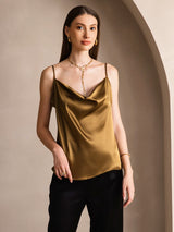 [بني] SilkSilky-SA Spaghetti Strap Cowl Neck كامي 001