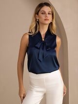 [أزرق غامق] SilkSilky-SA Sleeveless Tie Neck كامي 005