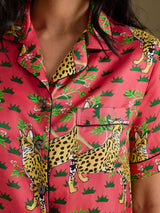 [سيرفال مرجاني] SilkSilky-SA Short Sleeve Notch Collar طقم بيجامة نسائي 006