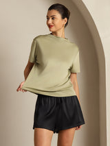 [عشبة مجففة] SilkSilky-SA Short Sleeve تي شيرت نسائية 003