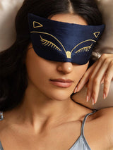 [أزرق غامق] SilkSilky-SA الحرير الخالص Eye Mask 001