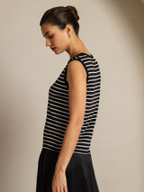 [شريط أسود] SilkSilky-SA Sleeveless Round Neck كامي 003