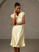 [أصفر] SilkSilky-SA Cap Sleeve V Neck باس النوم 001