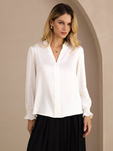 [أبيض] SilkSilky-SA Long Sleeve Split بلوزات نسائية 003