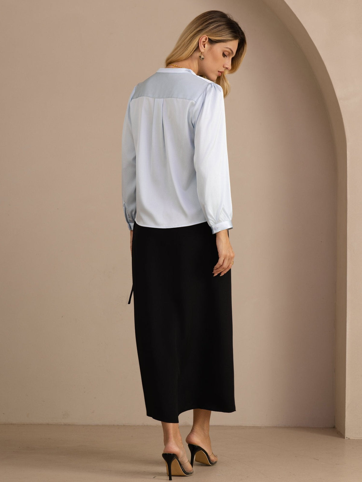 [أزرق فاتح] SilkSilky-SA Long Sleeve بلوزات نسائية 002