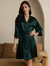 [أخضر غامق] SilkSilky-SA 3/4 Sleeve رداء حمام نسائي 005