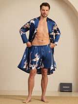 [أزرق غامق] SilkSilky-SA 19Momme Long Sleeve Mens Pajamas 001