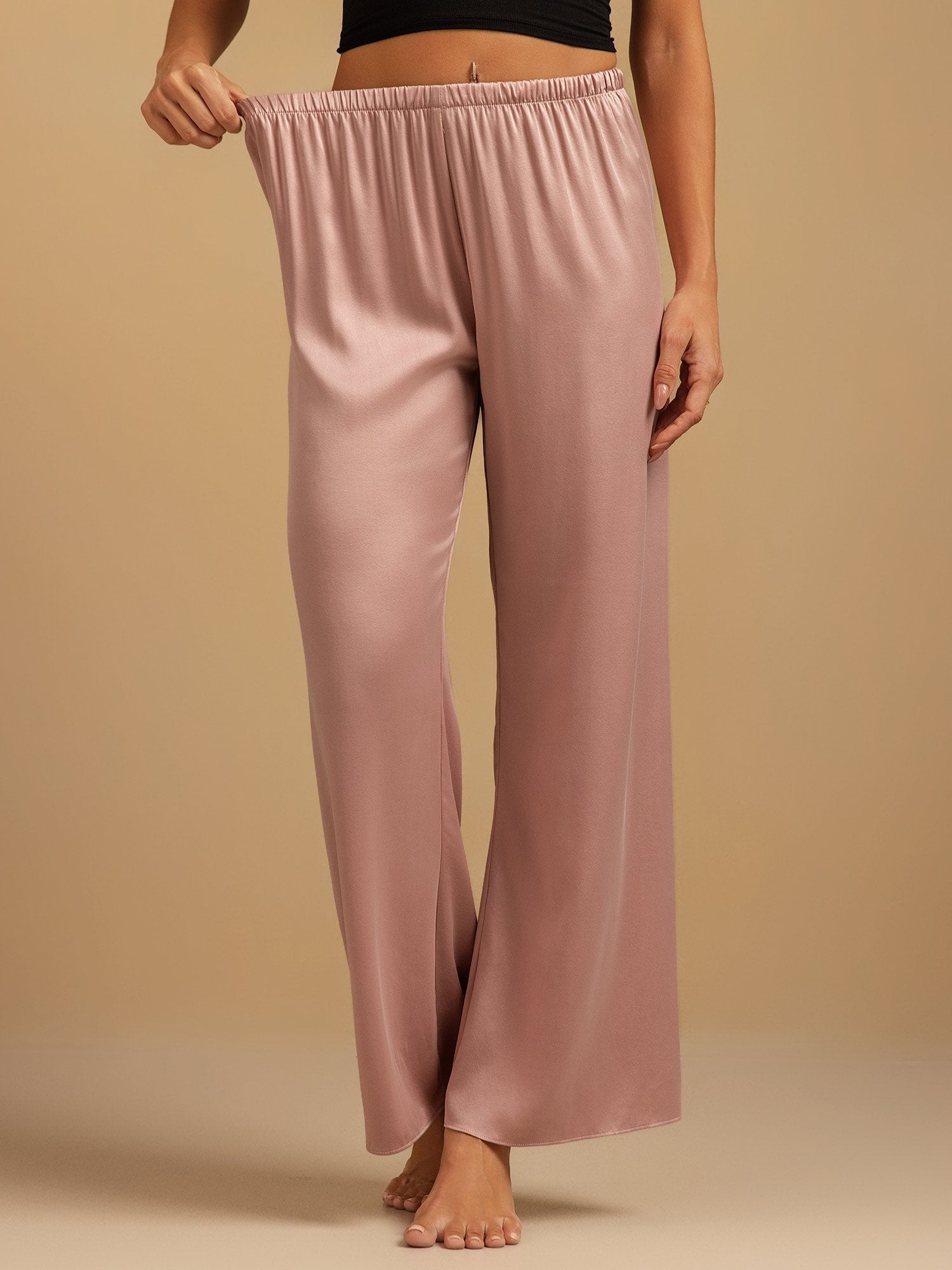 [بشرة الخوخ] SilkSilky-SA 19Momme الحرير Womens Sleep Bottoms 001,