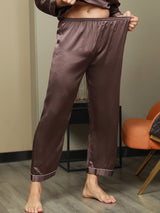 [قهوة] SilkSilky-SA الحرير الخالص Mens Sleep Bottoms 005,