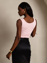 [لون القرنفل] SilkSilky-SA Sleeveless Round Neck تي شيرت نسائية 002