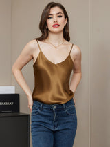 [قهوة] SilkSilky-SA Spaghetti Strap V Neck كامي 005