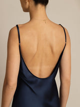[أزرق غامق] SilkSilky-SA Sleeveless رقبة على شكل حرف U فساتين نسائية 005
