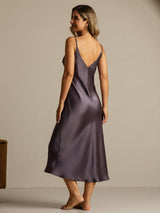 [رمادي أرجواني] SilkSilky-SA Sleeveless V Neck باس النوم 002