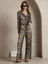 [فهد] SilkSilky-SA 19Momme الحرير Lapel Collar Women''s Outfit Sets 003