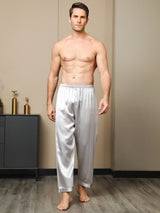 [رمادي] SilkSilky-SA الحرير الخالص Mens Sleep Bottoms 003,