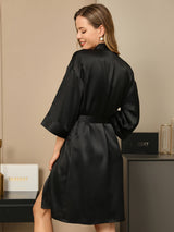 [أسود] SilkSilky-SA 3/4 Sleeve رداء حمام نسائي 002