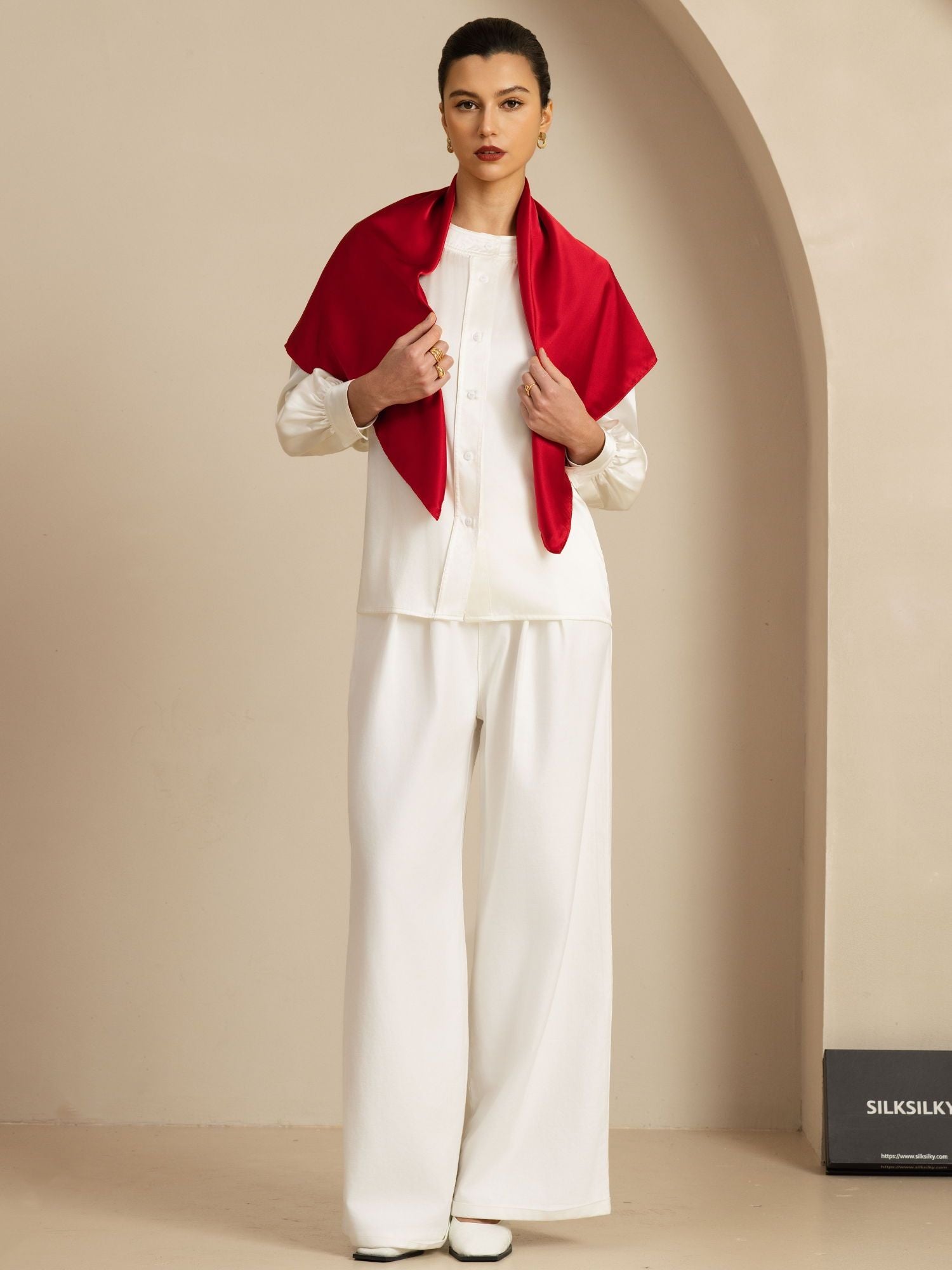 [خمر] SilkSilky-SA Pure Silk Scarf 004