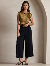 [بني] SilkSilky-SA Cap Sleeve Round Neck تي شيرت نسائية 005