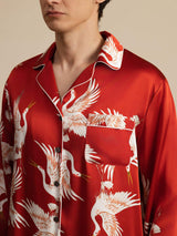 [خمر] SilkSilky-SA Long Sleeve Lapel Collar بيجامة رجالية 007