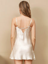[اللون البيج] SilkSilky-SA Sleeveless V Neck باس النوم 002