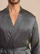 [الجنكة السوداء] SilkSilky-SA Long Sleeve V Neck رداء الحمام الرجالي 005