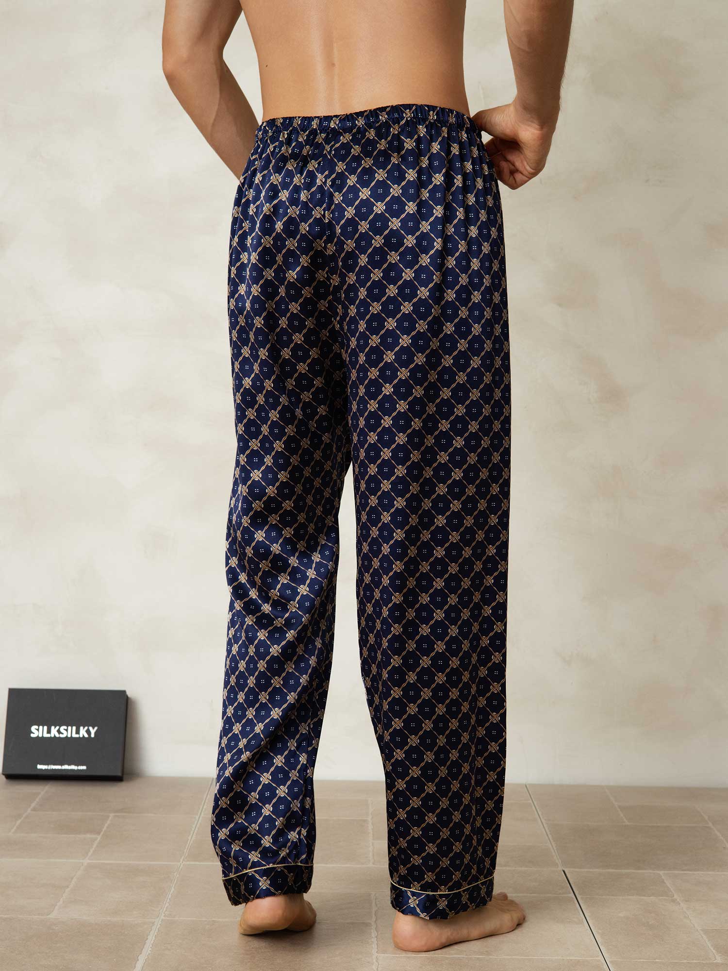 [سلسلة كحلي] SilkSilky-SA الحرير الخالص Mens Sleep Bottoms 002,