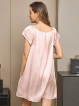 [وردي فاتح] SilkSilky-SA Cap Sleeve Square Neck باس النوم 002