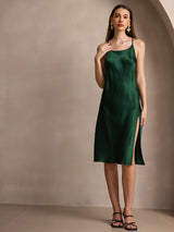 [أخضر غامق] SilkSilky-SA Sleeveless فساتين نسائية 004