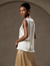 [أبيض] SilkSilky-SA Sleeveless Round Neck كامي 004