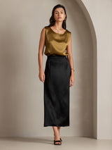 [بني] SilkSilky-SA Sleeveless Round Neck كامي 007