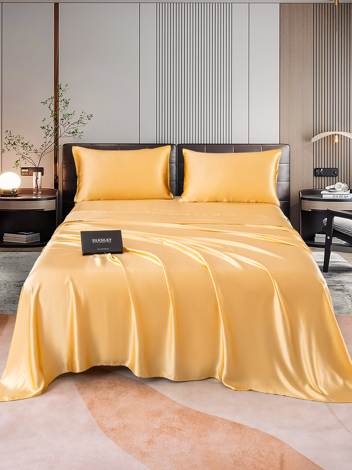 SilkSilky-SA-22Momme-الحرير-الخالص-Bedding-Set-شامبانيا-001