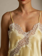 [أصفر فاتح] SilkSilky-SA Spaghetti Strap V Neck كامي 004