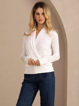 [أبيض] SilkSilky-SA Long Sleeve بلوزات نسائية 004