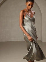 [أخضر رمادي] SilkSilky-SA Sleeveless V Neck باس النوم 003