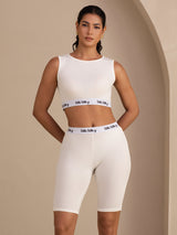 [أبيض] SilkSilky-SA Sleeveless Crew Neck Women's Outfit Sets 001