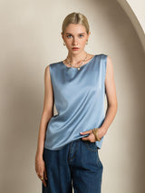 [أزرق رمادي] SilkSilky-SA Sleeveless Round Neck كامي 001