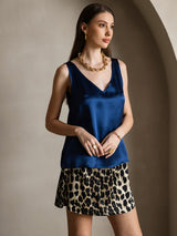[أزرق غامق] SilkSilky-SA Sleeveless V Neck كامي 006