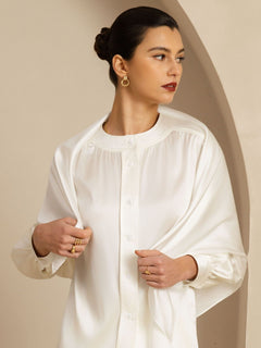 [أبيض] SilkSilky-SA وشاح 002