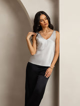 [فضة] SilkSilky-SA Sleeveless V Neck كامي 007